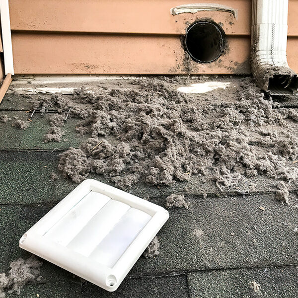 Lint removed from dryer vent on rooftop